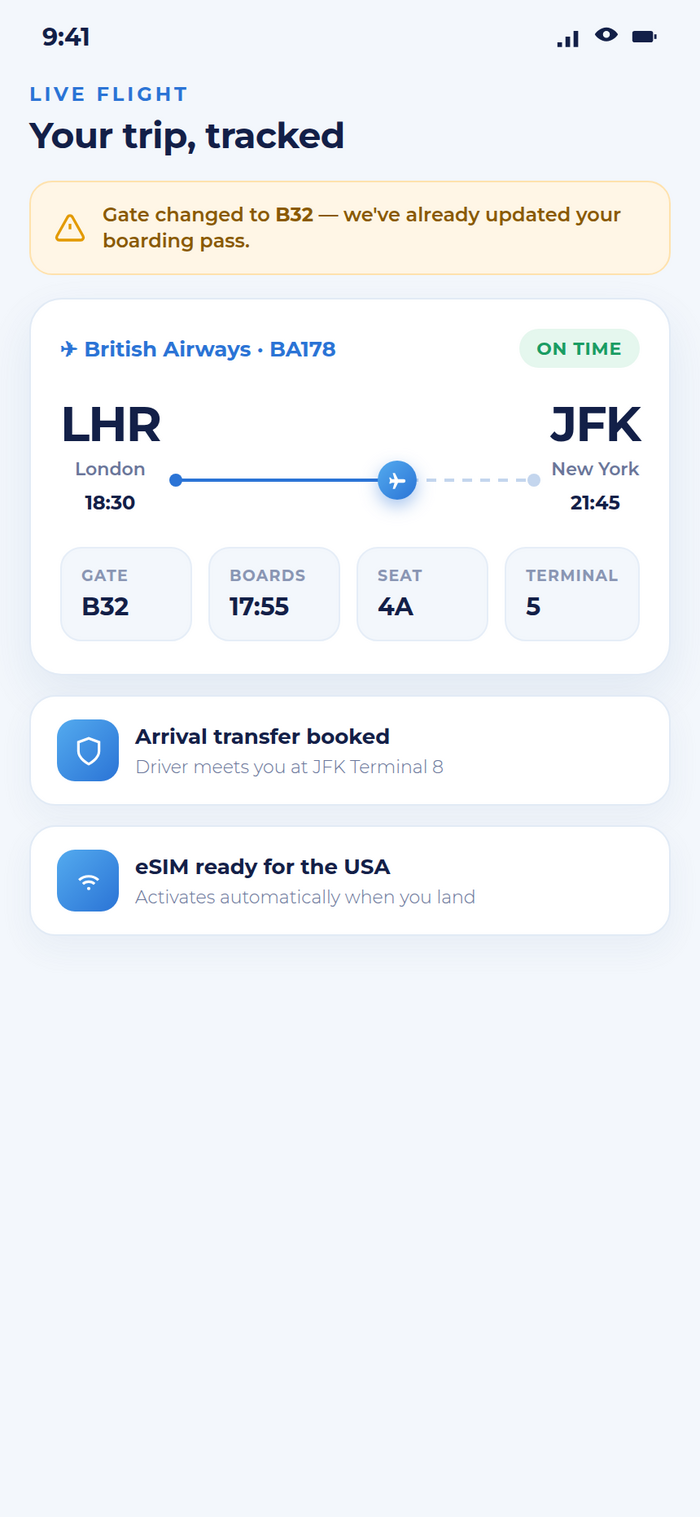Flight tracking screen